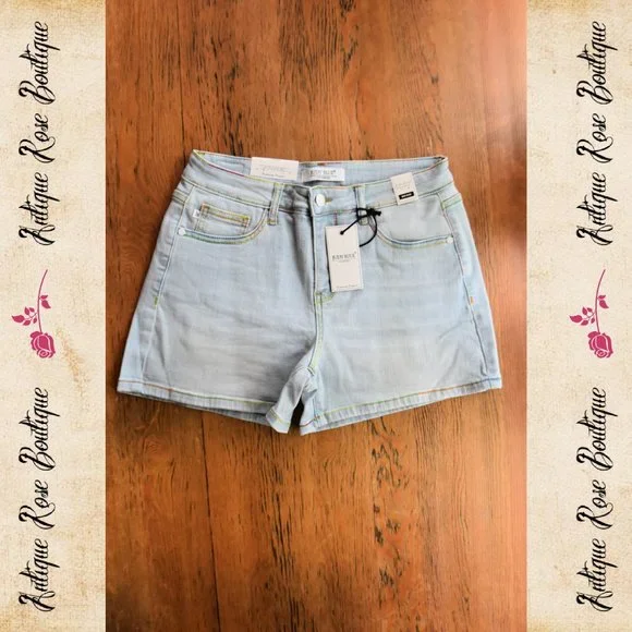 🌹 Judy Blue Rainbow Thread Mid Rise Shorts - Picture 8 of 11
